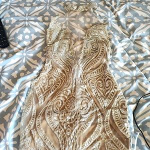 Bodycon sheer dress with silver accent